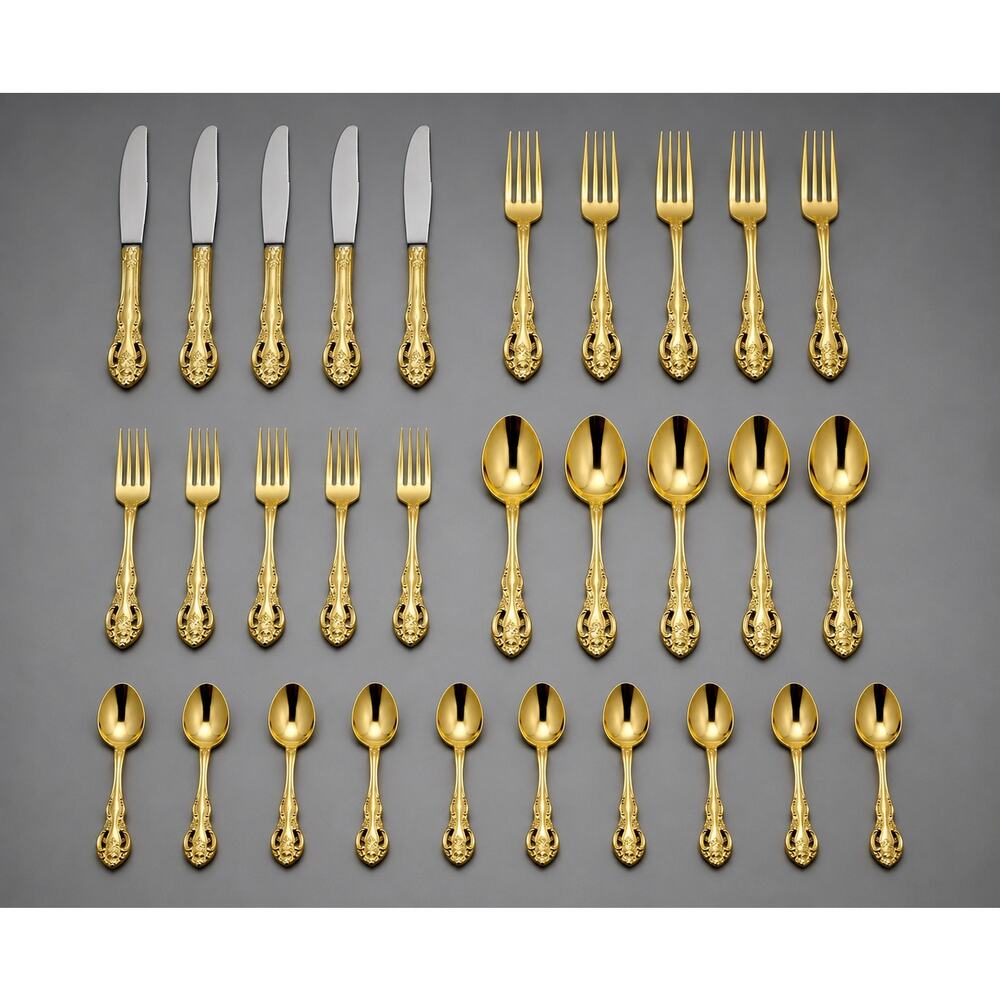 Vintage Viners Sheffield VS11 Gold Electroplate Flatware 30 piece Service for 5